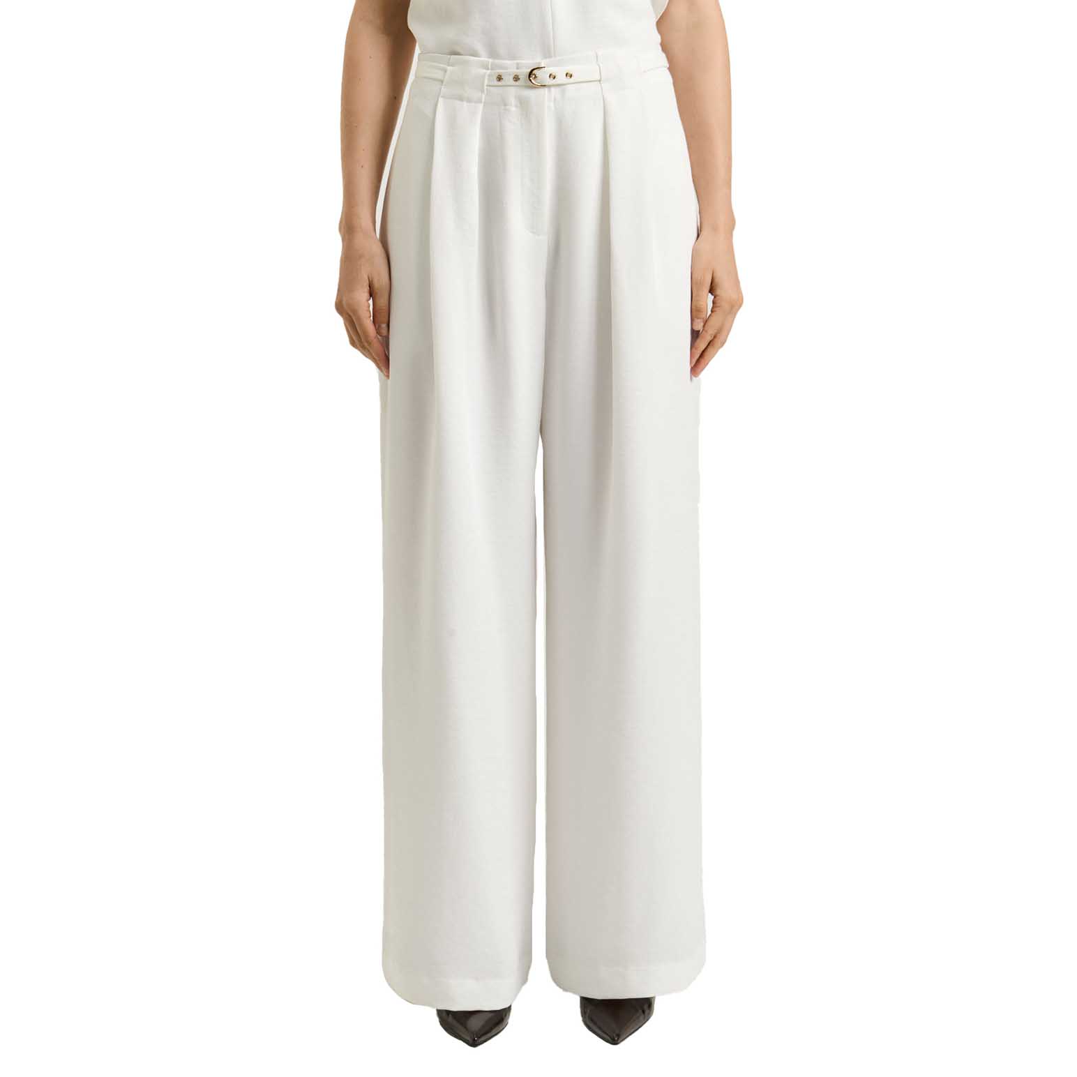 Veronika Maine Textured Twill Pleat Tuck Pant